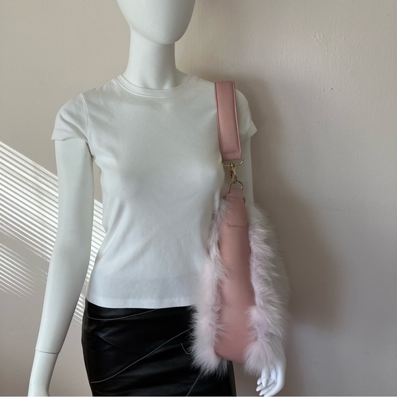 NWT Flo & Clo pink leather & fur shoulder bag - Picture 3 of 14